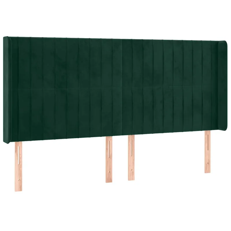 Galvūgalis su LED, tamsiai žalias, 203x16x118/128cm, aksomas