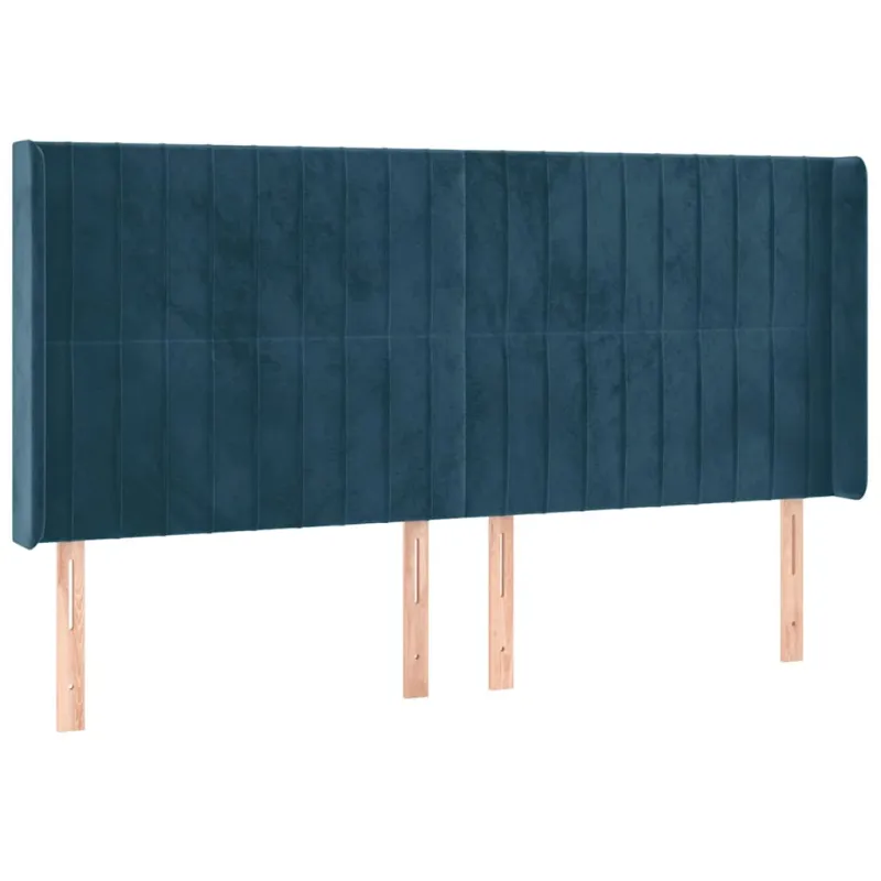 Galvūgalis su LED, tamsiai mėlynas, 203x16x118/128cm, aksomas