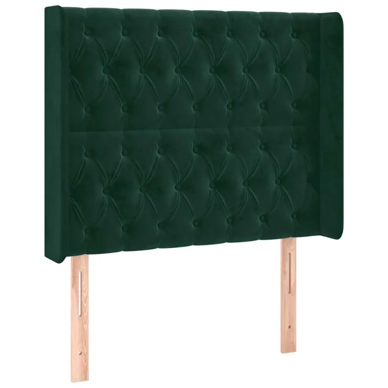 Galvūgalis su LED, tamsiai žalias, 93x16x118/128cm, aksomas