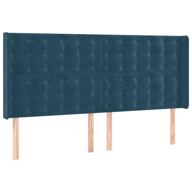Galvūgalis su LED, tamsiai mėlynas, 163x16x118/128cm, aksomas