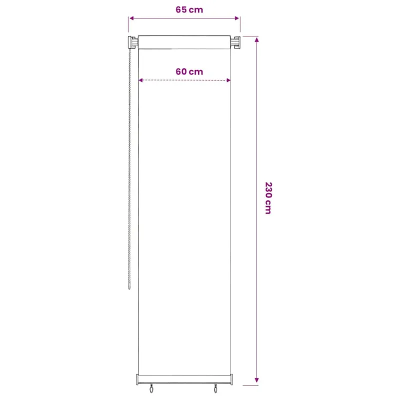 Lauko roletas, kreminės spalvos, 60x230cm, HDPE