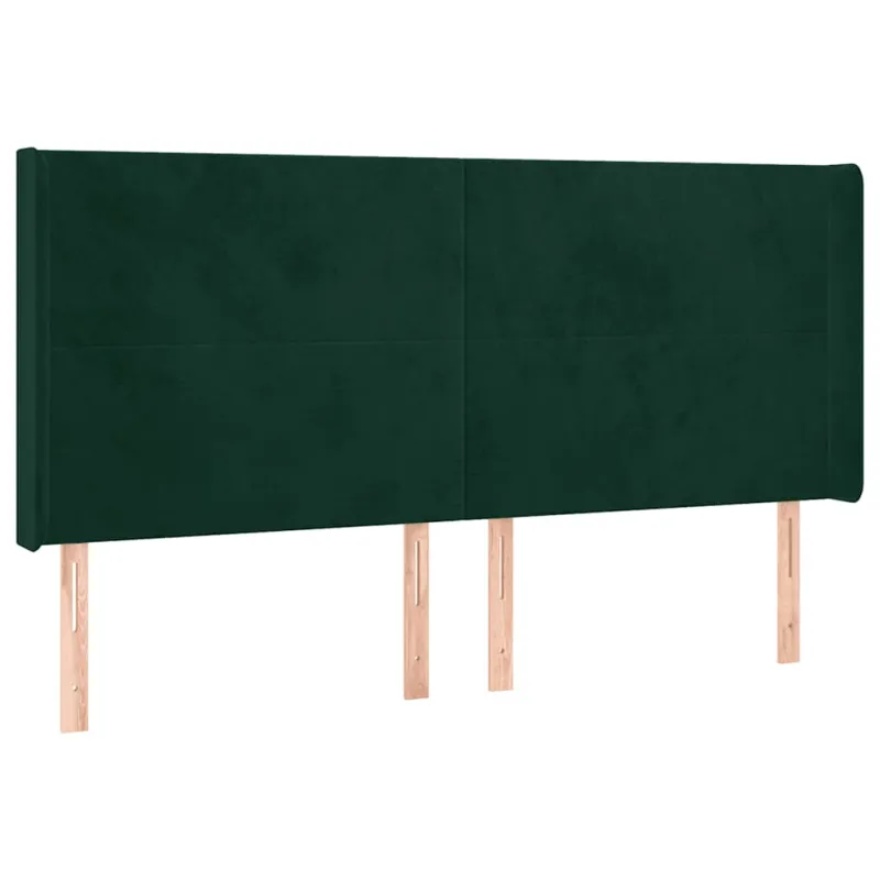 Lova su spyruoklėmis/čiužiniu/LED, žalia, 200x200cm, aksomas