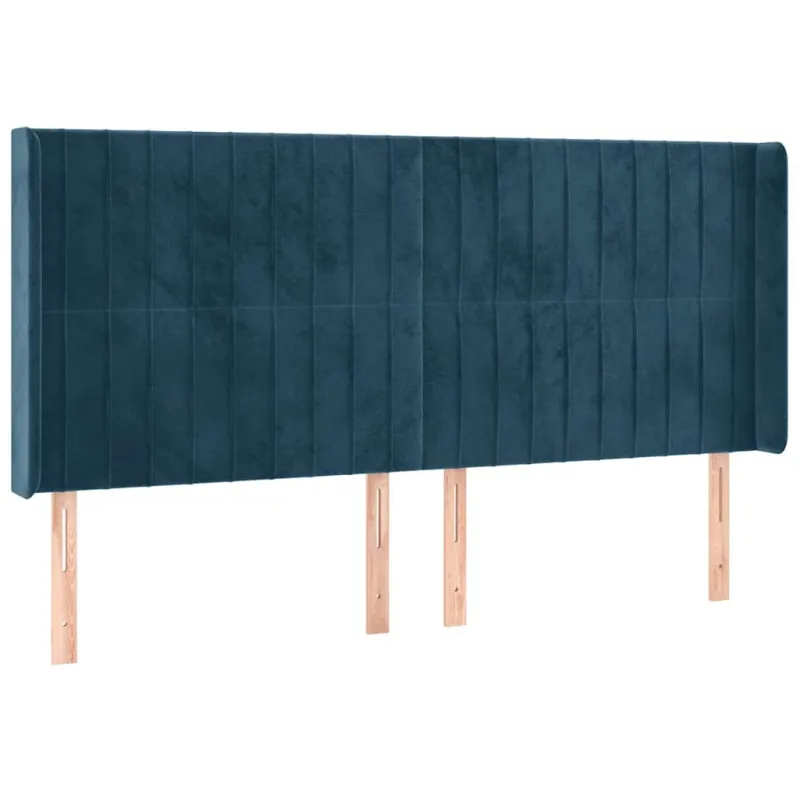 Lova su spyruoklėmis/čiužiniu/LED, mėlyna, 180x200cm, aksomas