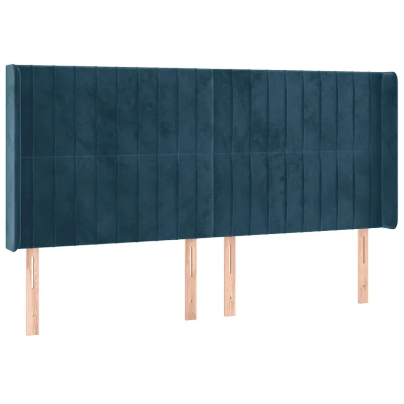 Lova su spyruoklėmis/čiužiniu/LED, mėlyna, 200x200cm, aksomas