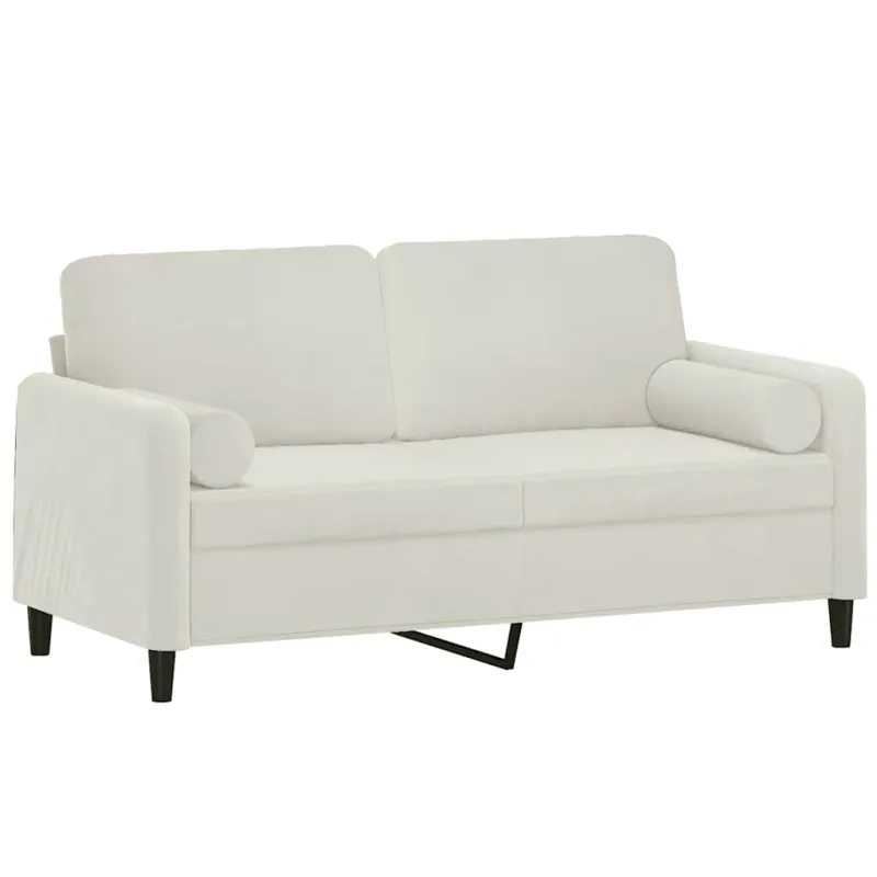Dvivietė sofa su pagalvėlėmis, kreminės spalvos, 140cm, aksomas