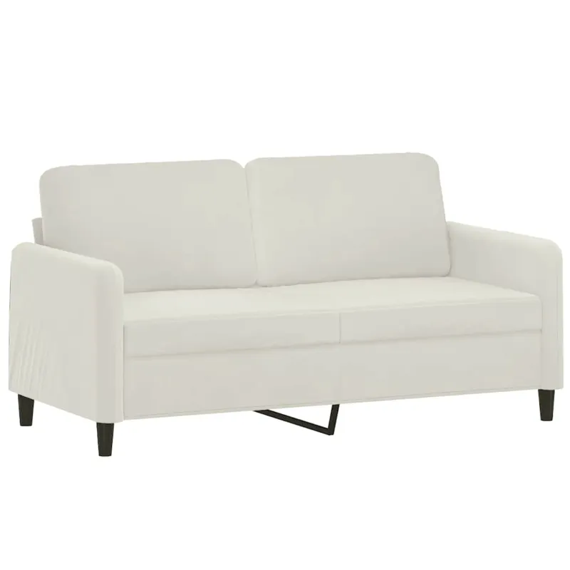 Dvivietė sofa su pagalvėlėmis, kreminės spalvos, 140cm, aksomas