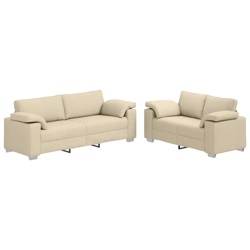 Sofa 2 pcs Kreminė 219 x 80 x 82 cm audinys