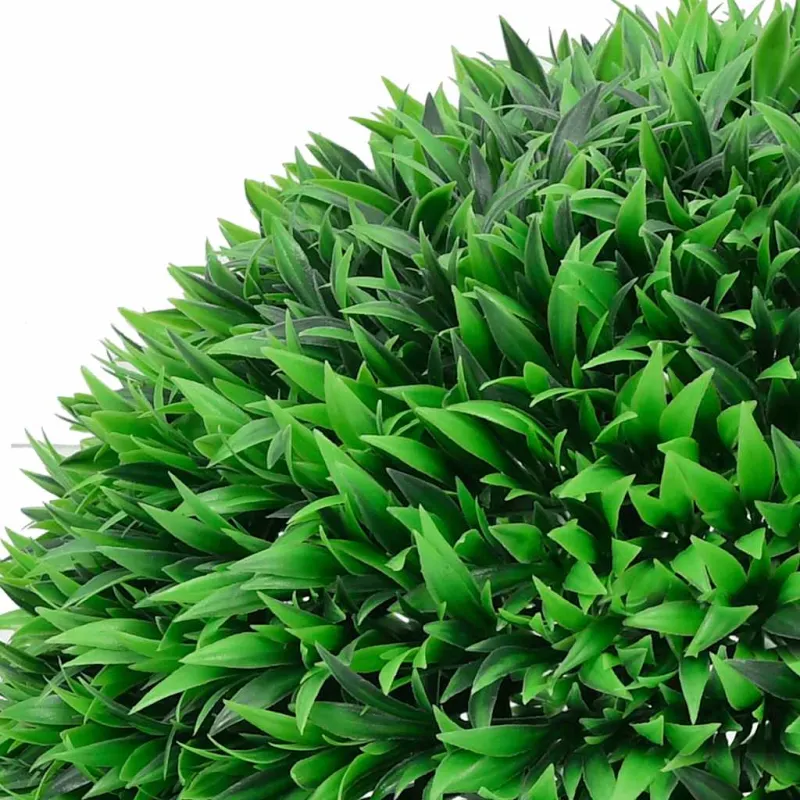 Dirbtiniai buksmedžio krūmai su LED lemputėmis 2vnt. žalia 55cm