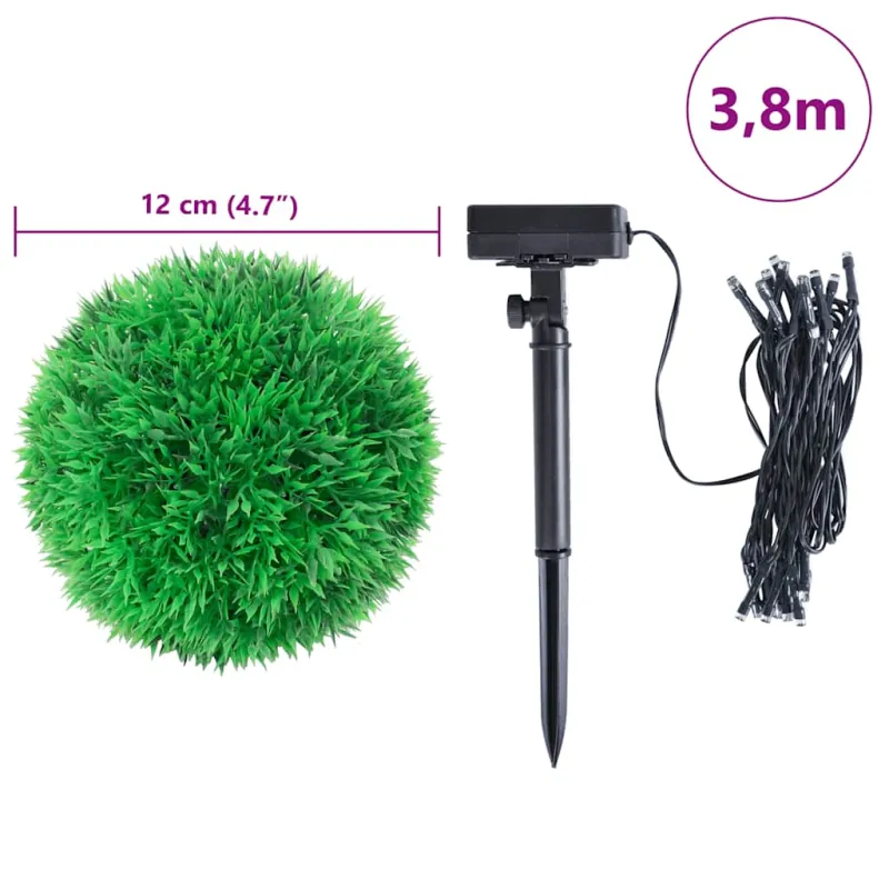 Dirbtiniai buksmedžio krūmai su LED lemputėmis 4vnt. žalia 12cm