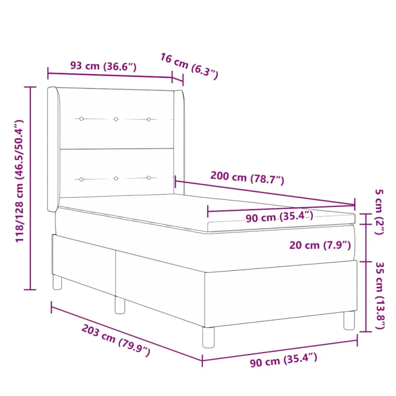 Kiemas lova su čiužiniu Mėlyna 90 x 200 cm Aksomas