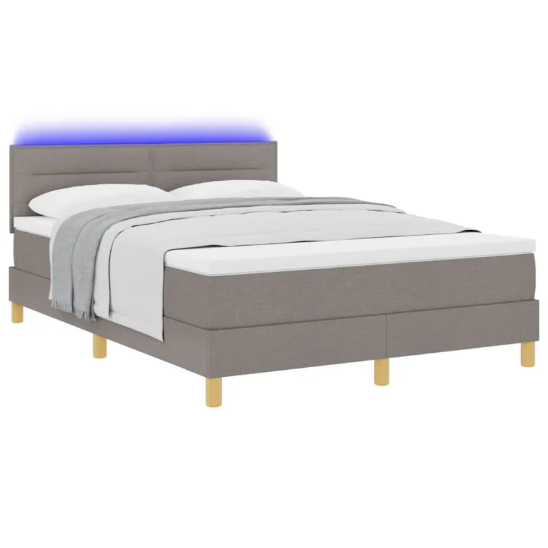 LED Čiužinio Lova su LED juostelėmis Taupe 140 x 190 cm audinys