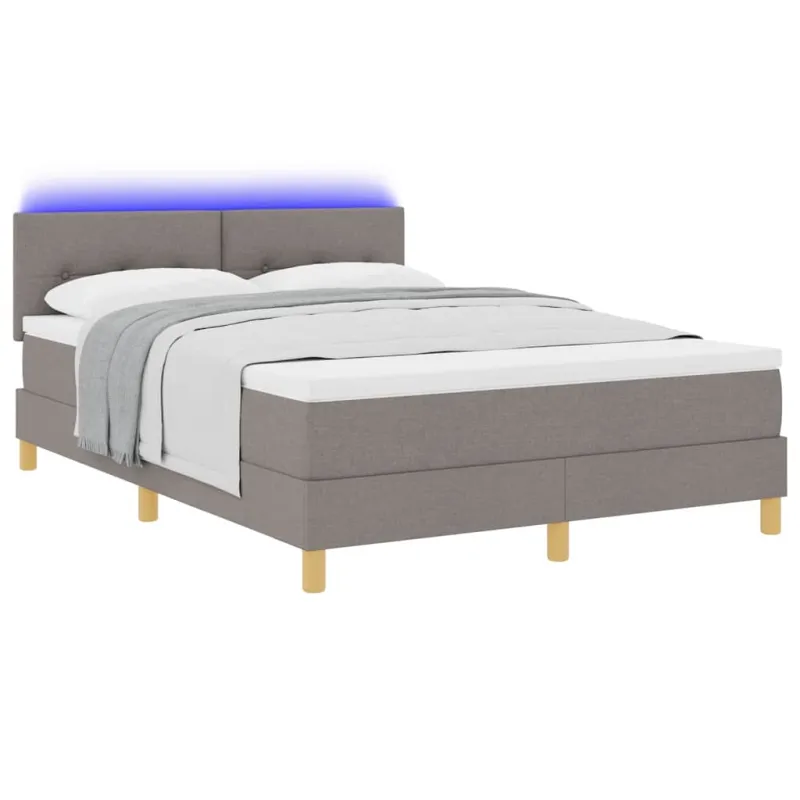 LED Čiužinio Lova su LED juostelėmis Taupe 140 x 190 cm audinys