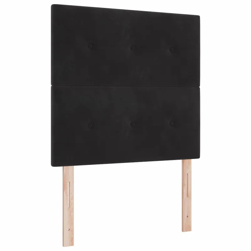 Kiemas lova su čiužiniu su LED Juoda 100 x 200 cm Aksomas