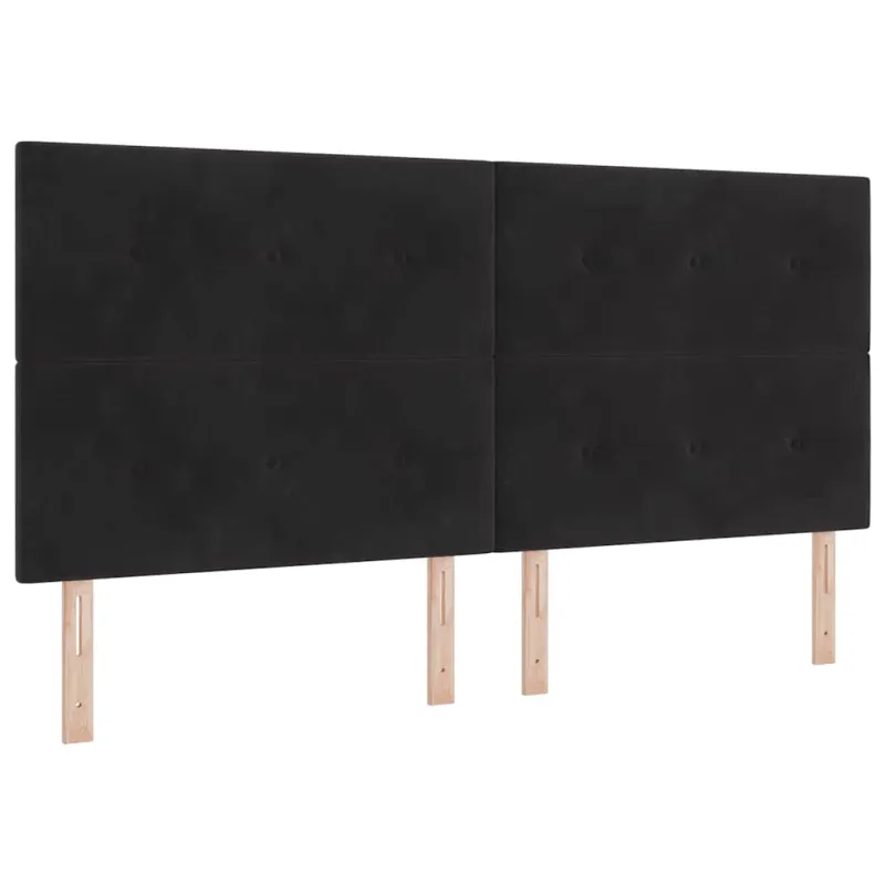 Kiemas lova su čiužiniu su LED Juoda 200 x 200 cm Aksomas