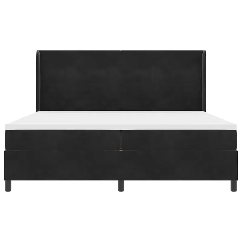 Kiemas lova su čiužiniu su LED Juoda 200 x 200 cm Aksomas