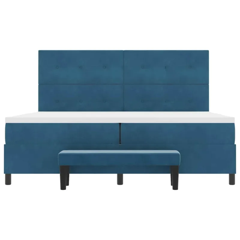 Kiemas lova su čiužiniu Tamsi mėlyna 200 x 200 cm Aksomas