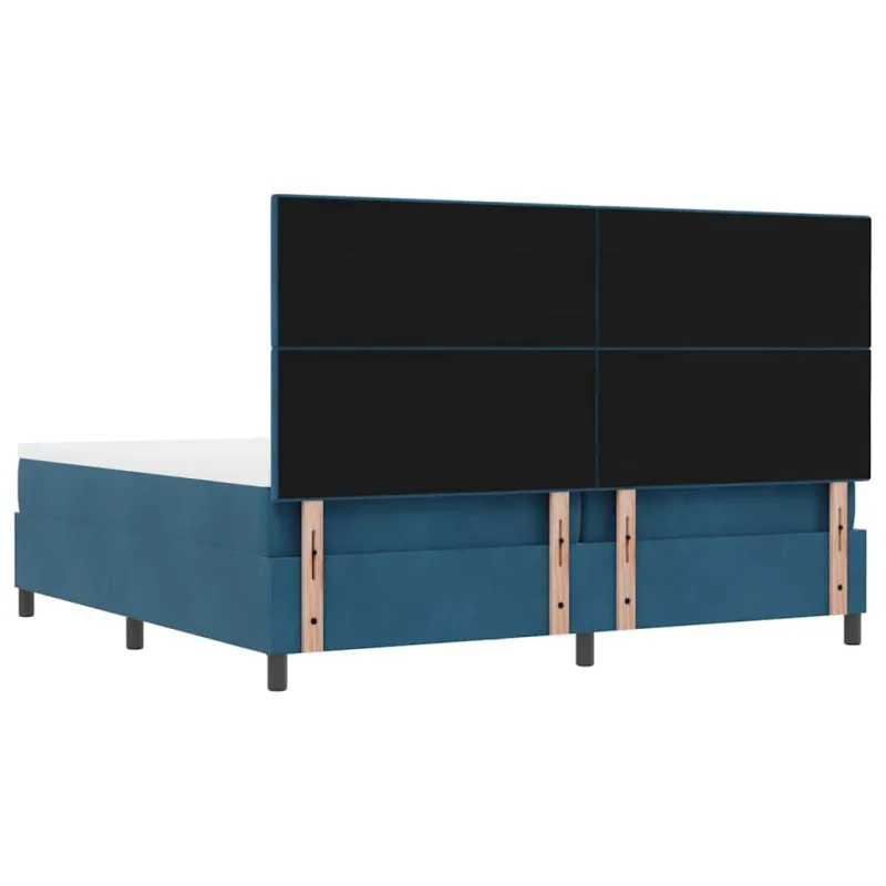 Kiemas lova su čiužiniu Tamsi mėlyna 200 x 200 cm Aksomas