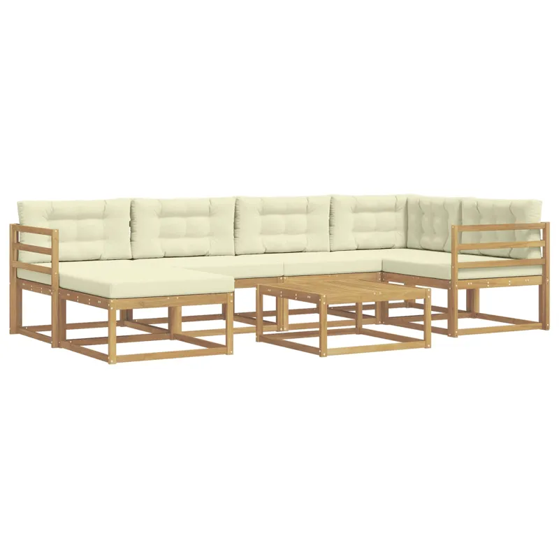 Lauko sofos komplektas 7 pcs Balta ir kreminė
