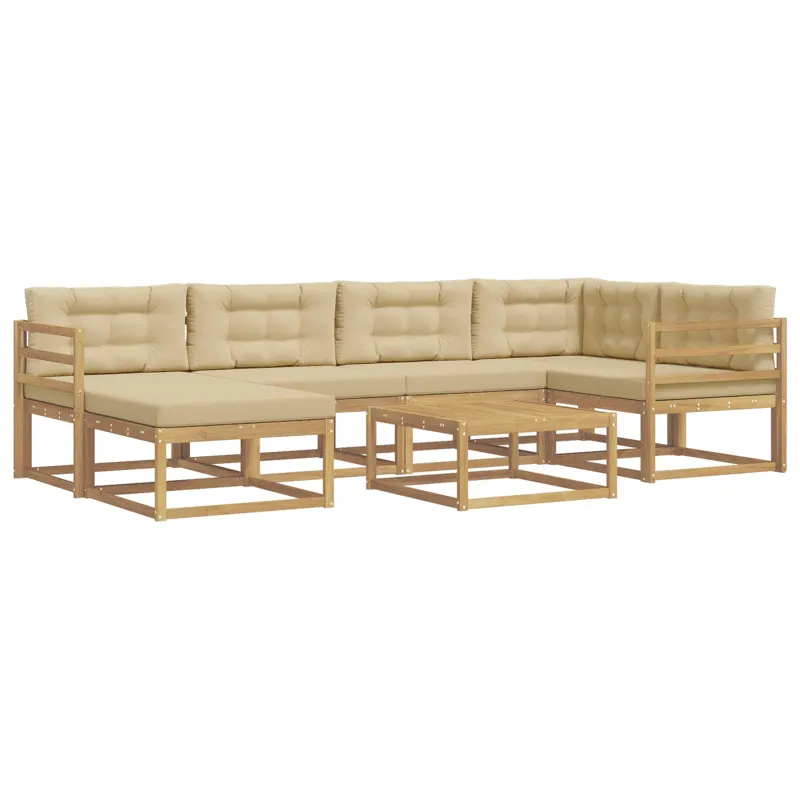 Lauko sofos komplektas 7 pcs Balta ir kreminė