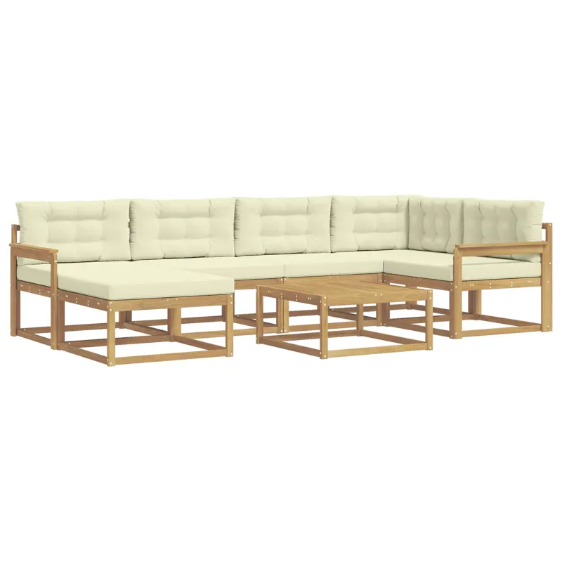 Lauko sofos komplektas 7 pcs Balta ir kreminė