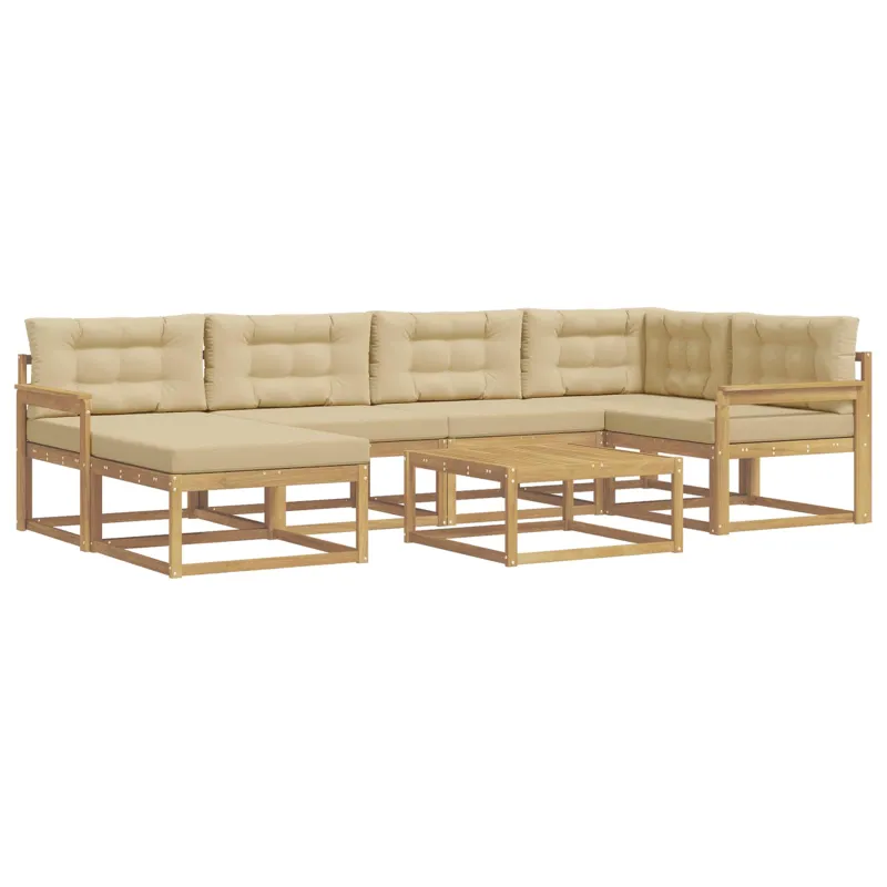 Lauko sofos komplektas 7 pcs Balta ir kreminė