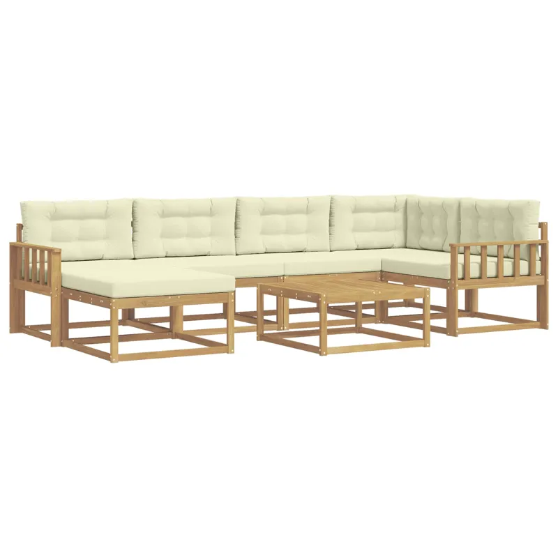 Lauko sofos komplektas 7 pcs Balta ir kreminė