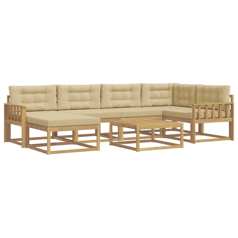 Lauko sofos komplektas 7 pcs Balta ir kreminė