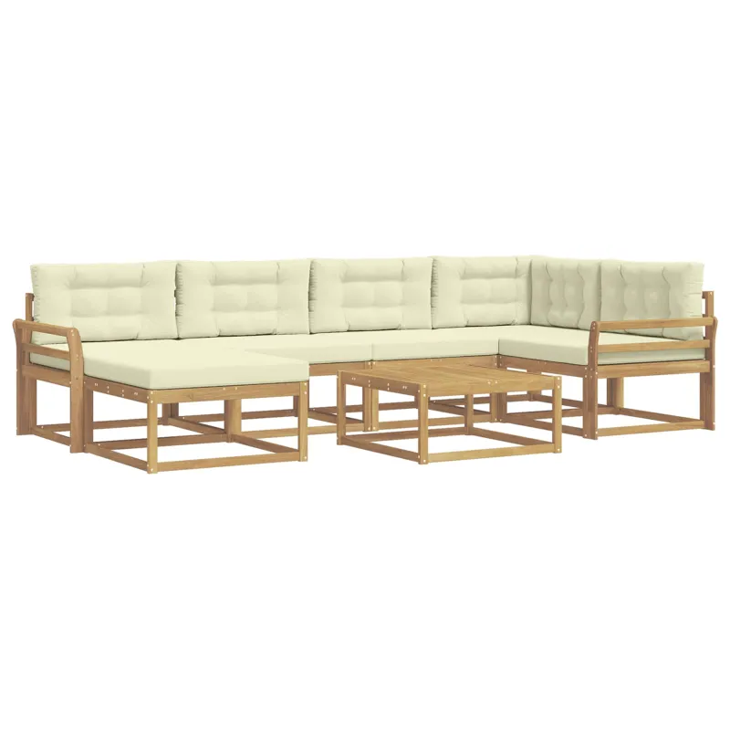 Lauko sofos komplektas 7 pcs Balta ir kreminė