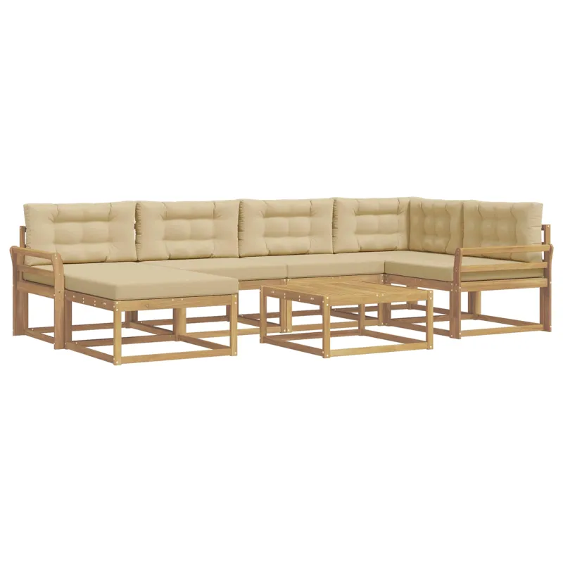 Lauko sofos komplektas 7 pcs Balta ir kreminė