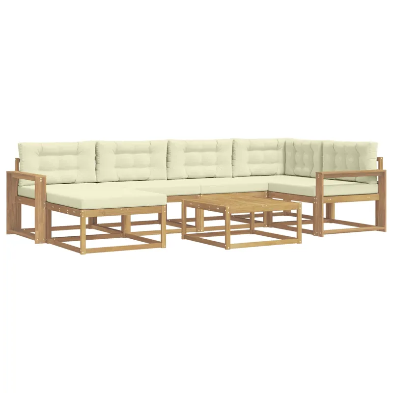 Lauko sofos komplektas 7 pcs Balta ir kreminė