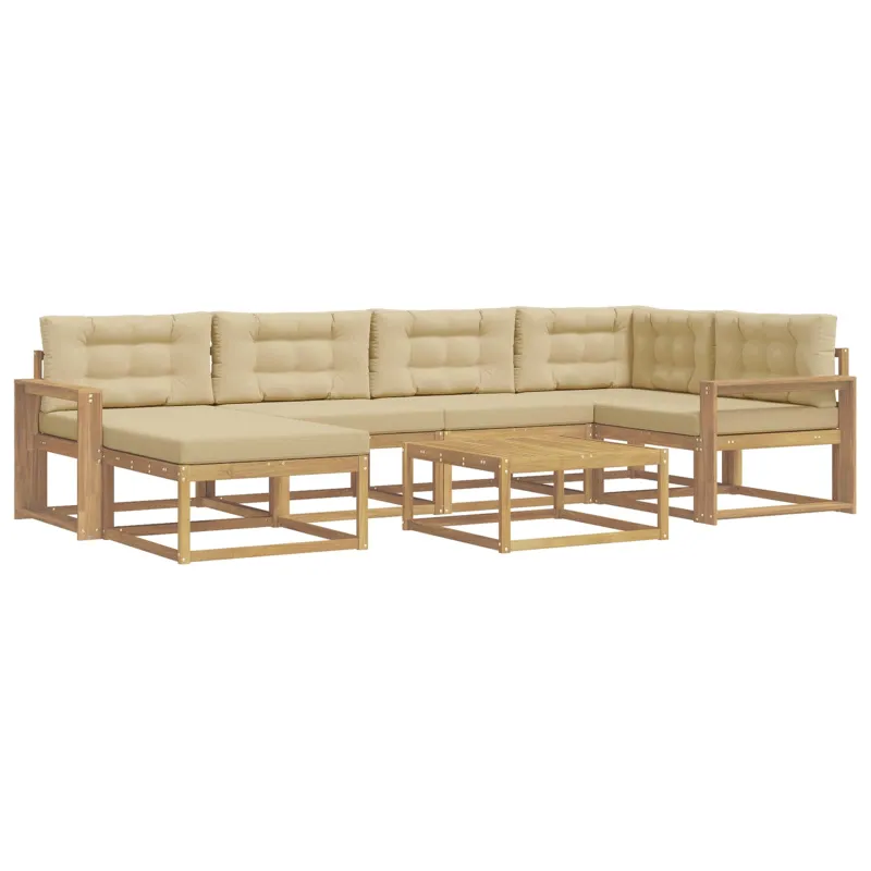 Lauko sofos komplektas 7 pcs Balta ir kreminė
