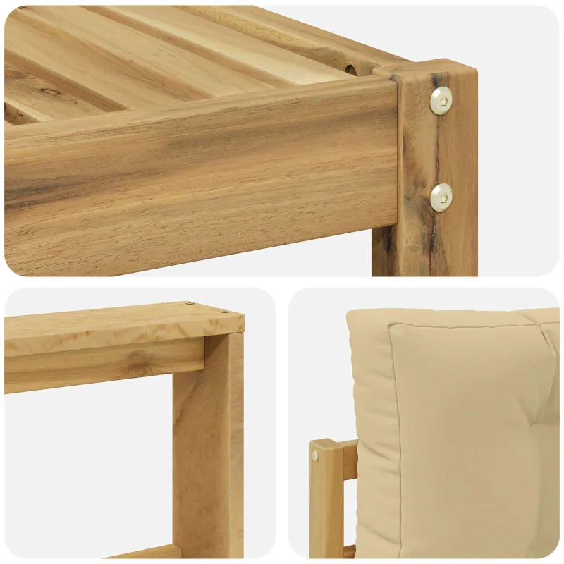 Lauko sofos komplektas 7 pcs Balta ir kreminė
