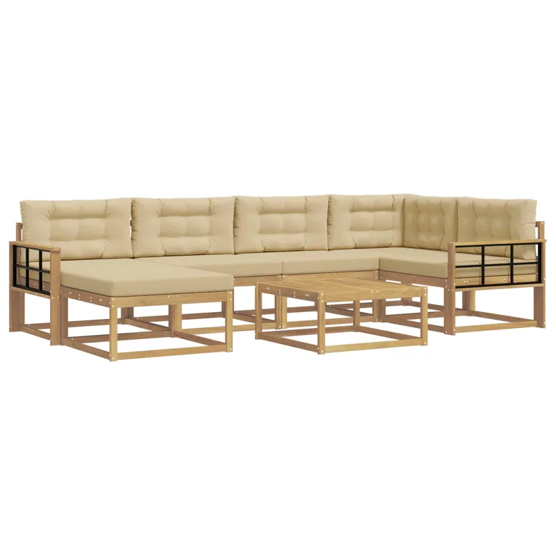 Lauko sofos komplektas 7 pcs Balta ir kreminė