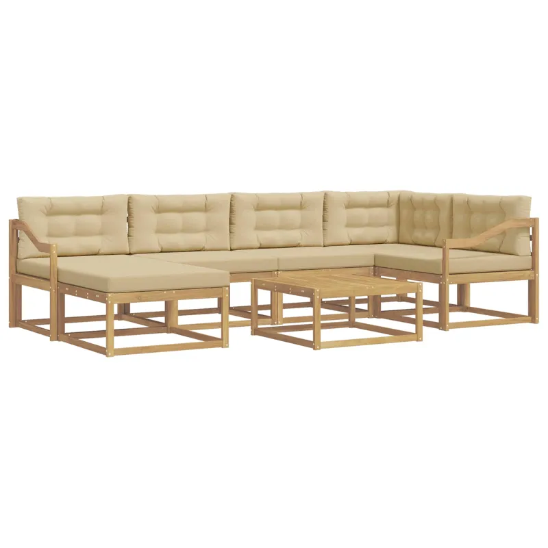 Lauko sofos komplektas 7 pcs Balta ir kreminė