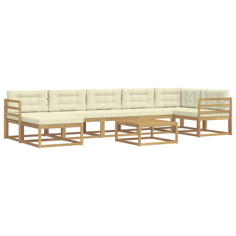 Lauko sofos komplektas 8 pcs Balta ir kreminė