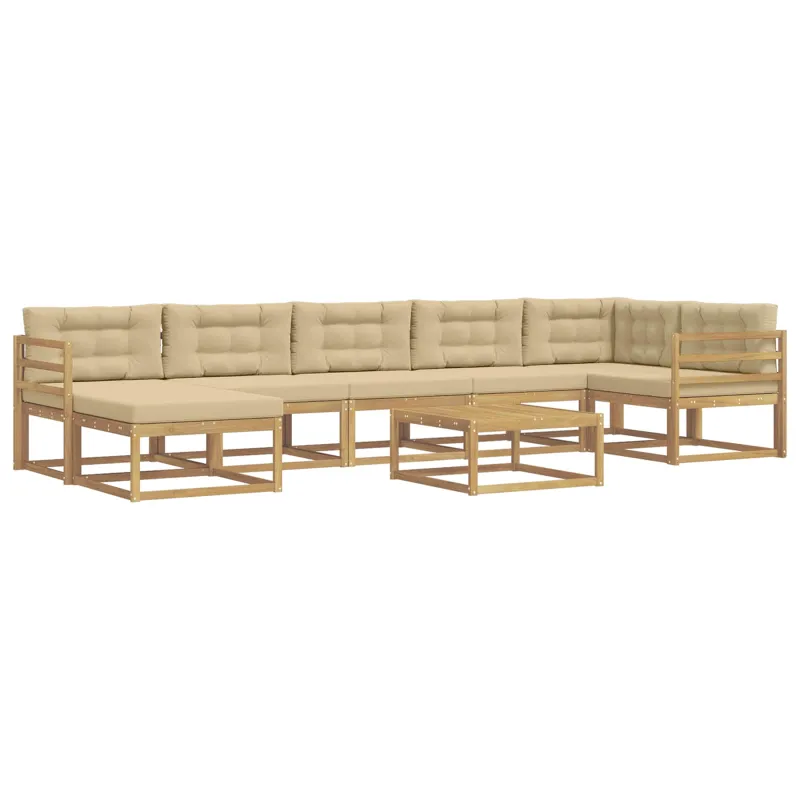 Lauko sofos komplektas 8 pcs Balta ir kreminė