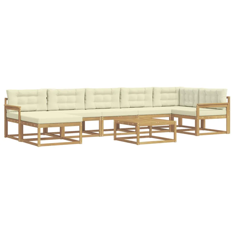Lauko sofos komplektas 8 pcs Balta ir kreminė