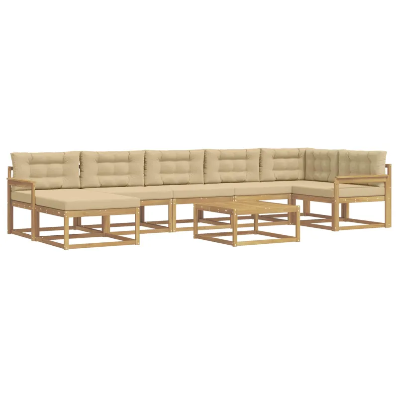 Lauko sofos komplektas 8 pcs Balta ir kreminė