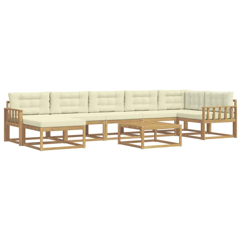 Lauko sofos komplektas 8 pcs Balta ir kreminė