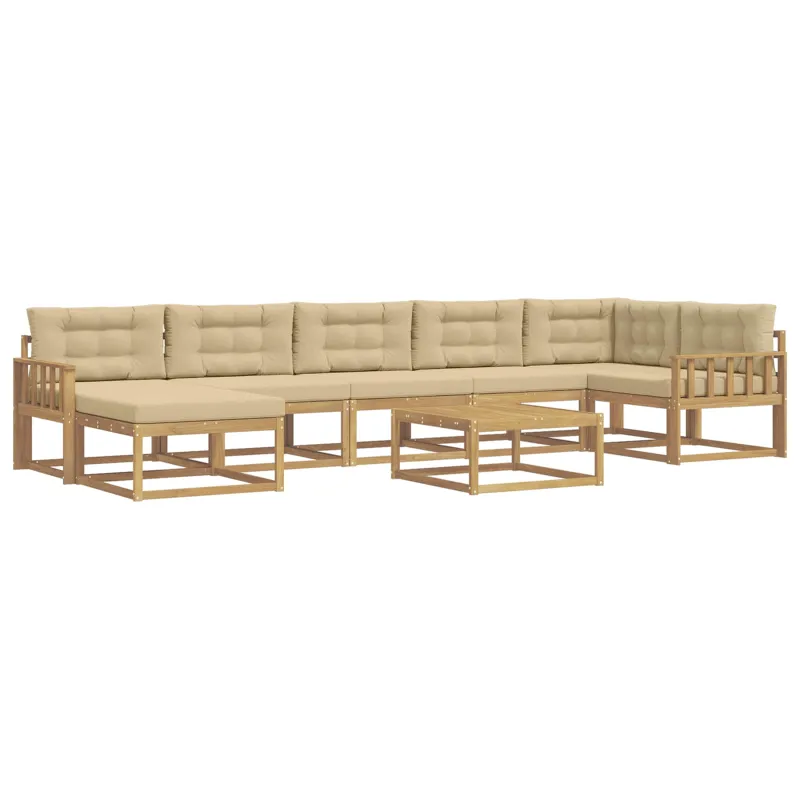 Lauko sofos komplektas 8 pcs Balta ir kreminė