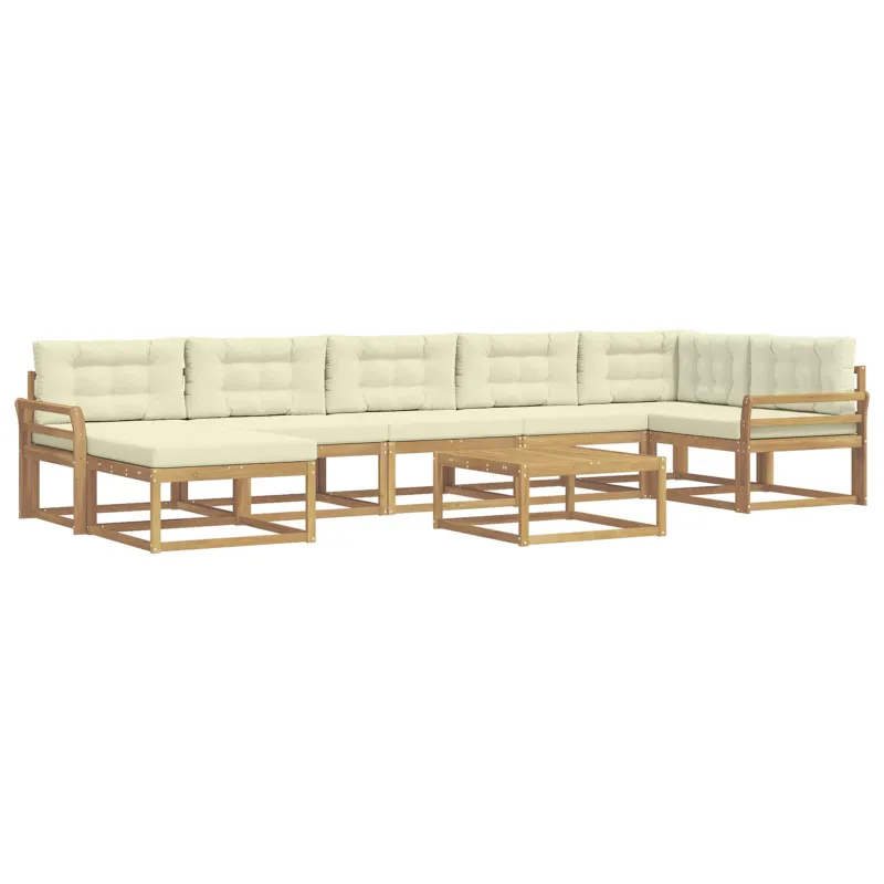 Lauko sofos komplektas 8 pcs Balta ir kreminė