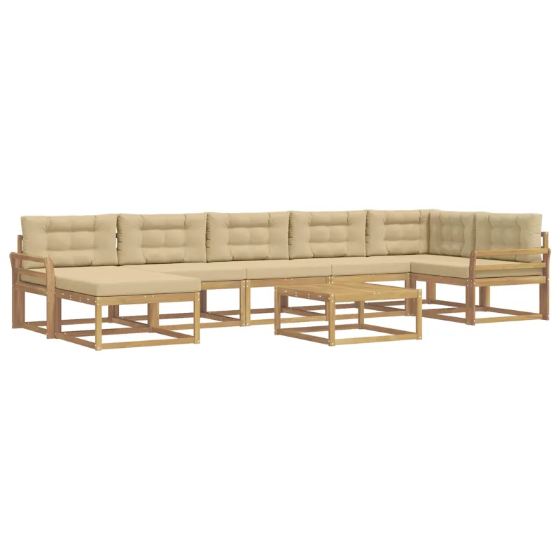 Lauko sofos komplektas 8 pcs Balta ir kreminė