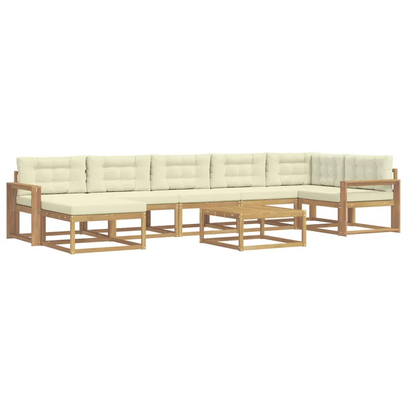 Lauko sofos komplektas 8 pcs Balta ir kreminė