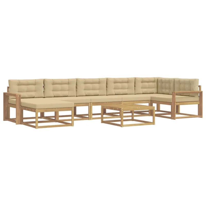 Lauko sofos komplektas 8 pcs Balta ir kreminė
