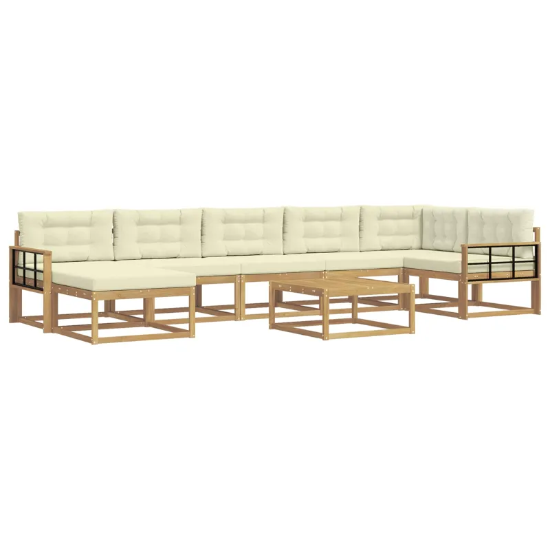 Lauko sofos komplektas 8 pcs Balta ir kreminė
