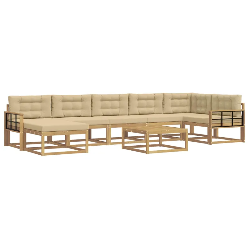 Lauko sofos komplektas 8 pcs Balta ir kreminė