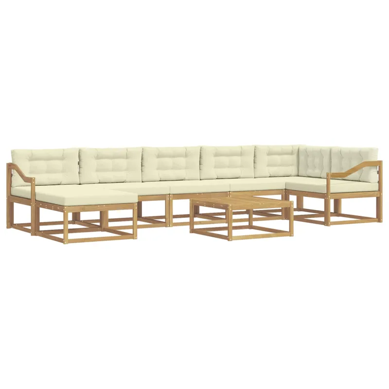Lauko sofos komplektas 8 pcs Balta ir kreminė