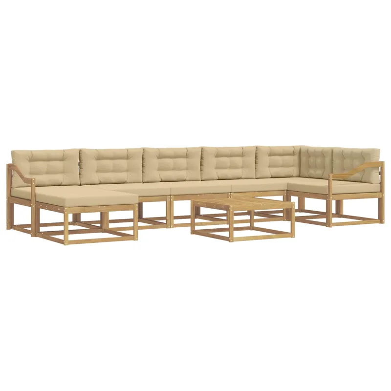 Lauko sofos komplektas 8 pcs Balta ir kreminė