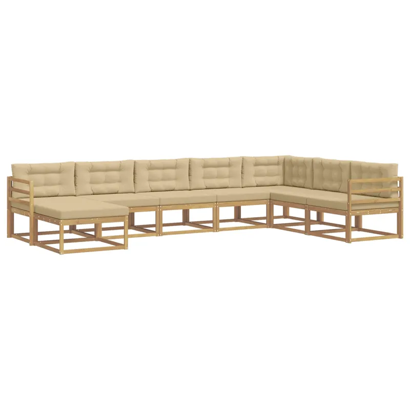 Lauko sofos komplektas 8 pcs Balta ir kreminė