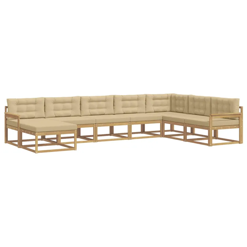 Lauko sofos komplektas 8 pcs Balta ir kreminė